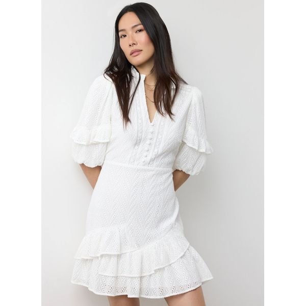 Bridal shower outfit idea: Mint Velvet Broderie Ruffle Dress