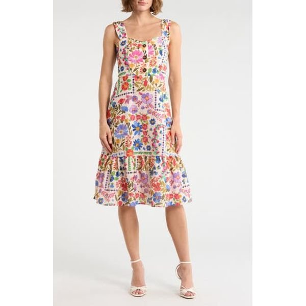 Eliza J Floral Fit and Flare Midi baby shower dress