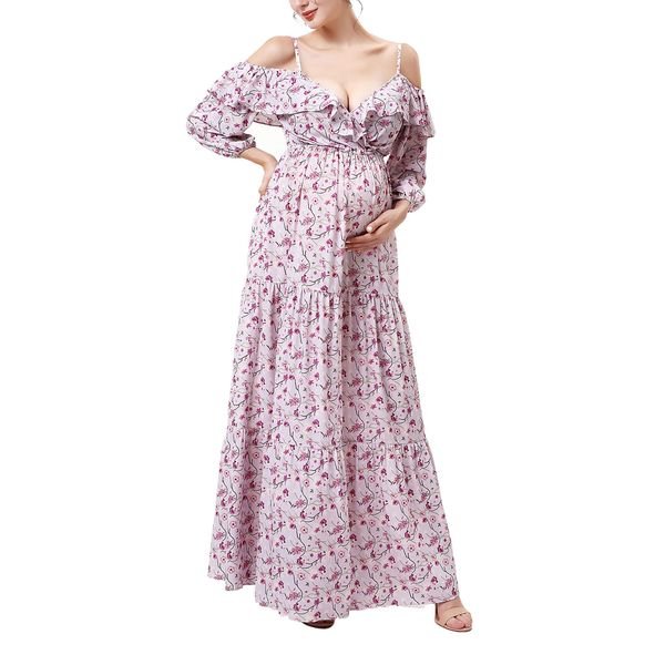 kimi + kai Raina Floral Maxi baby shower dress