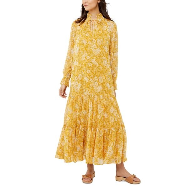 A Pea in the Pod Floral Chiffon Maxi baby shower dress