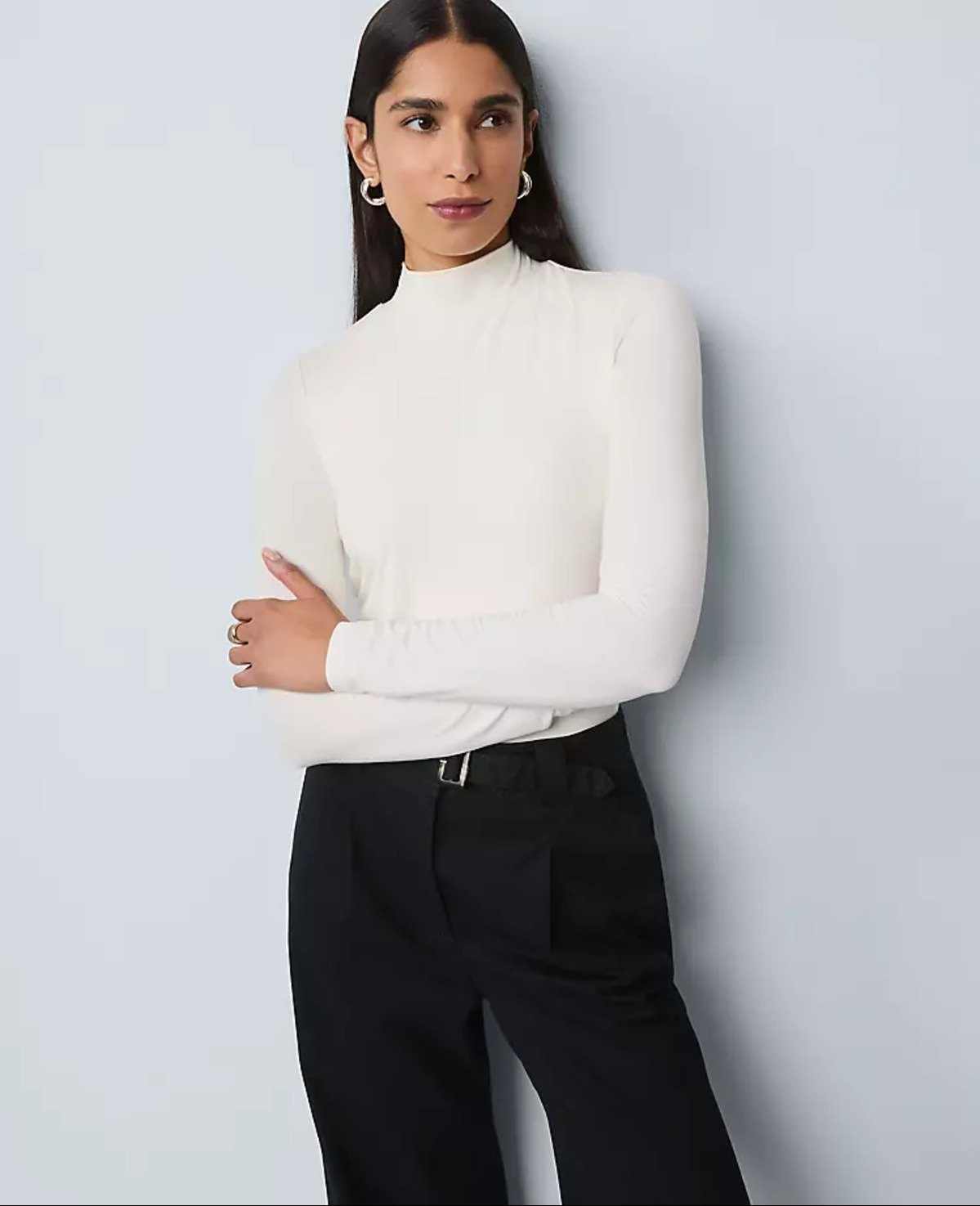 Ann Taylor Long Sleeve Mock Neck Top