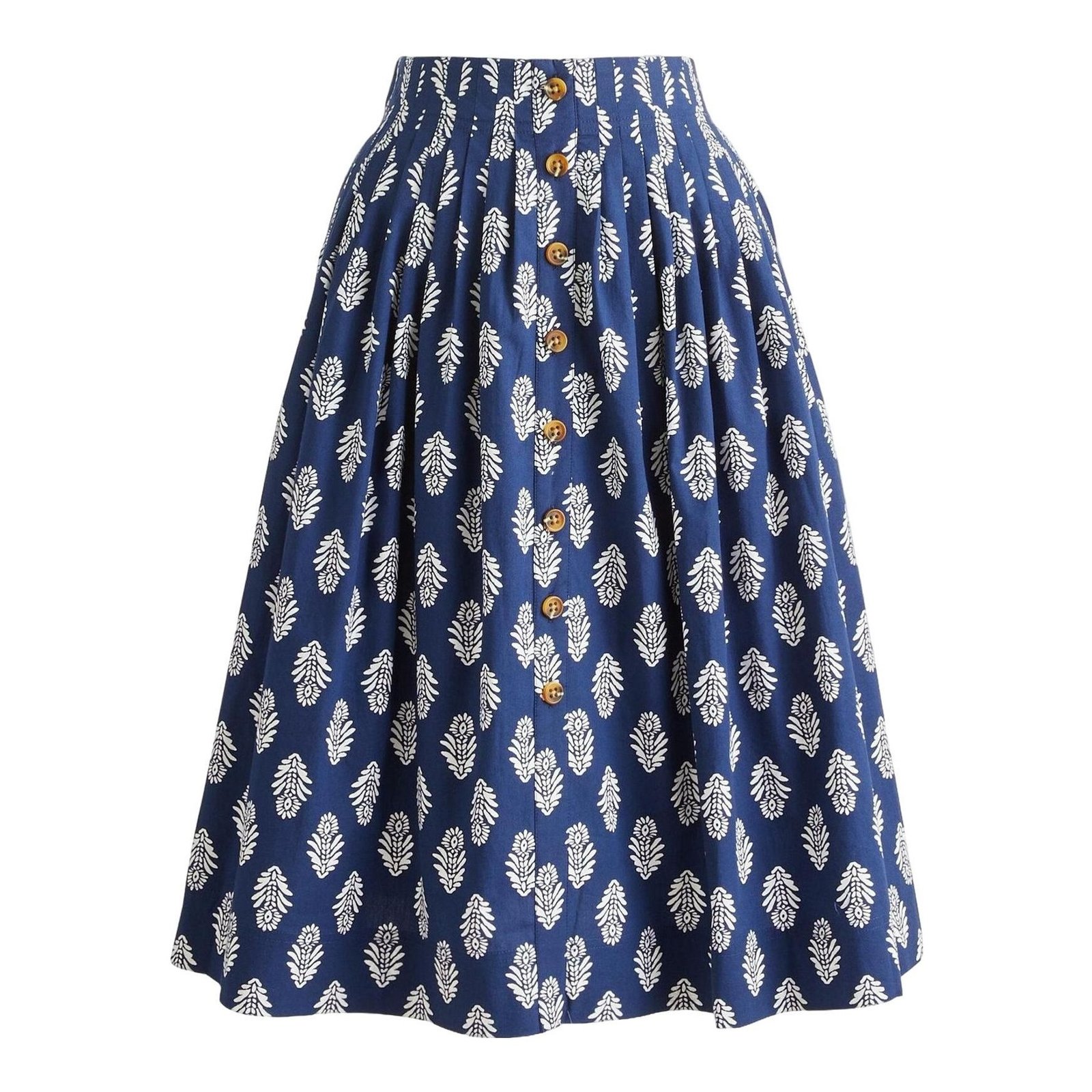 J.Crew Factory Pleated Button-Front Midi Skirt