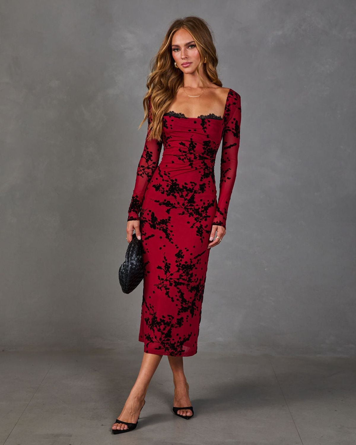 VICI Ellie Floral Long Sleeve Midi Dress
