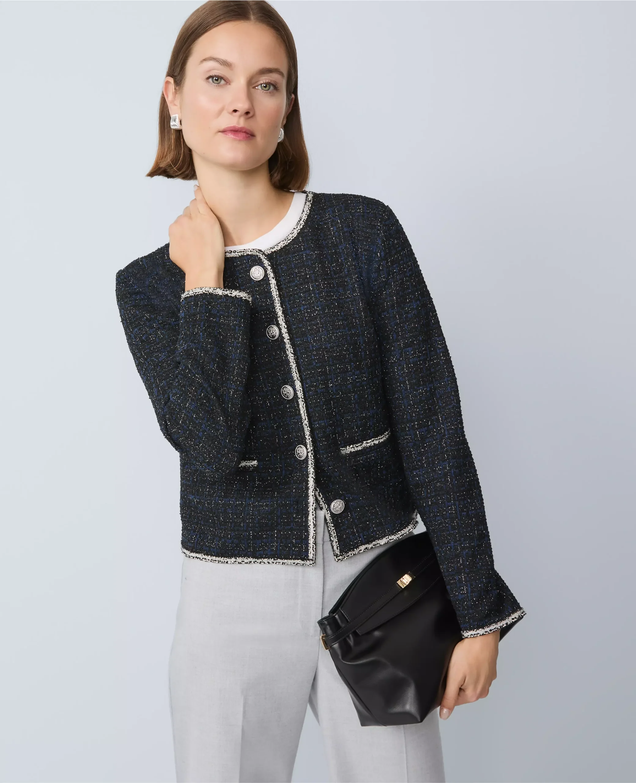 Ann Taylor Metallic Tweed Jacket, $109