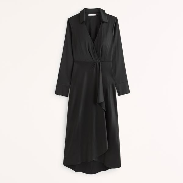 Abercrombie & Fitch Long-Sleeve Wrap Midi Shirt Dress, $89.99
