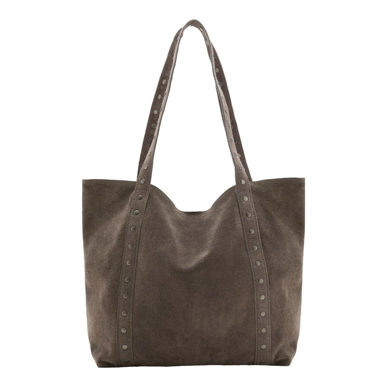 Mango Bovine Leather Suede Tote Bag