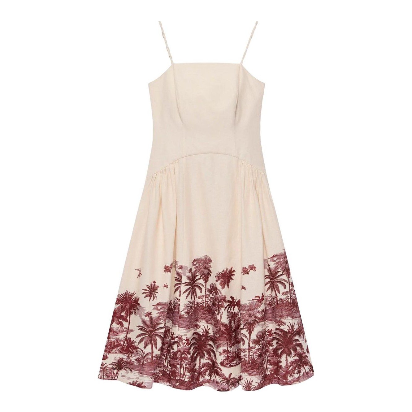 Mint Velvet Cream Linen Blend Midi Dress
