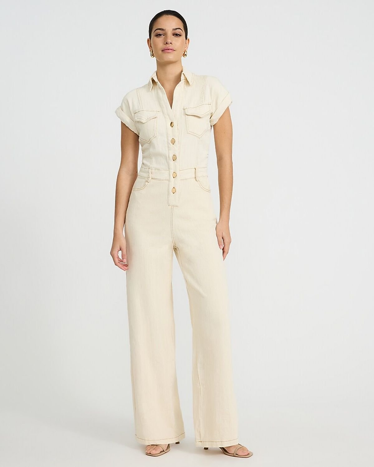 Express Stretch Denim Wide Leg Jumpsuit