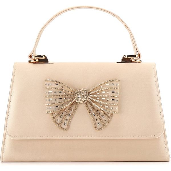 Lady Couture Crystal Bow Satin Clutch