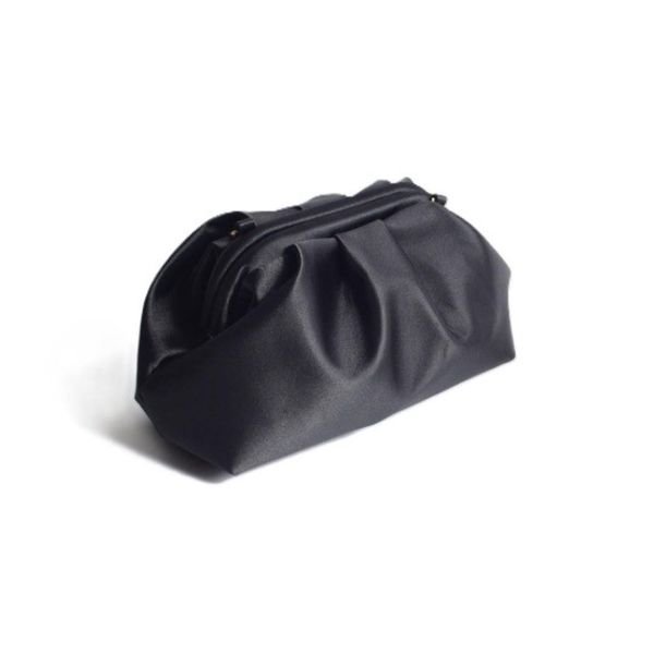 Wolf and Badger royal black satin evening bag