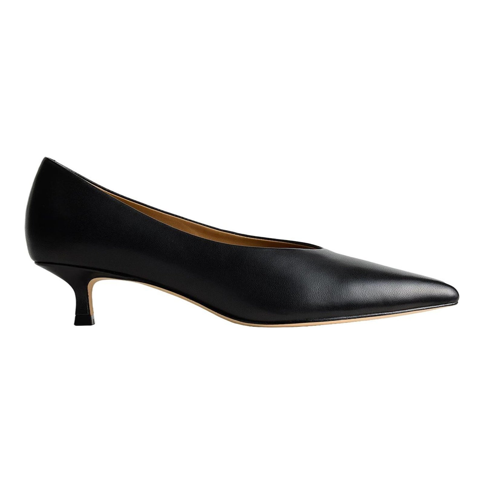 Quince Italian leather pointed toe kitten heel pump