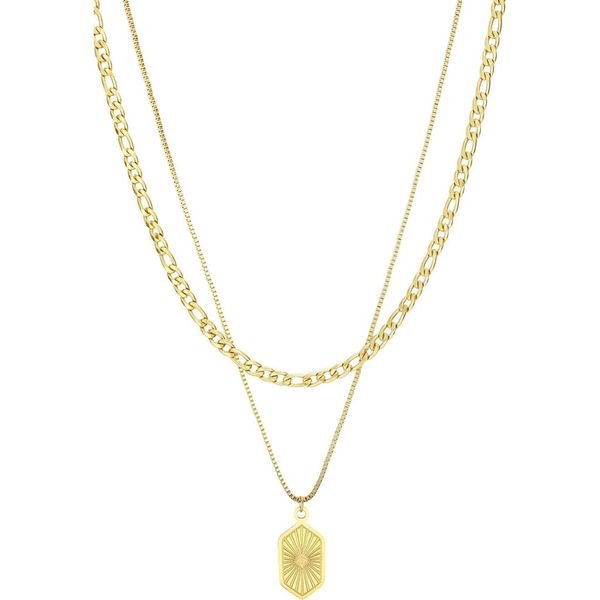 Adornia 18K gold plated medallion pendant layered necklace