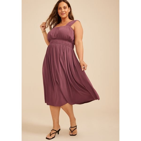 Maurices plus size bare ruched empire waist midi dress