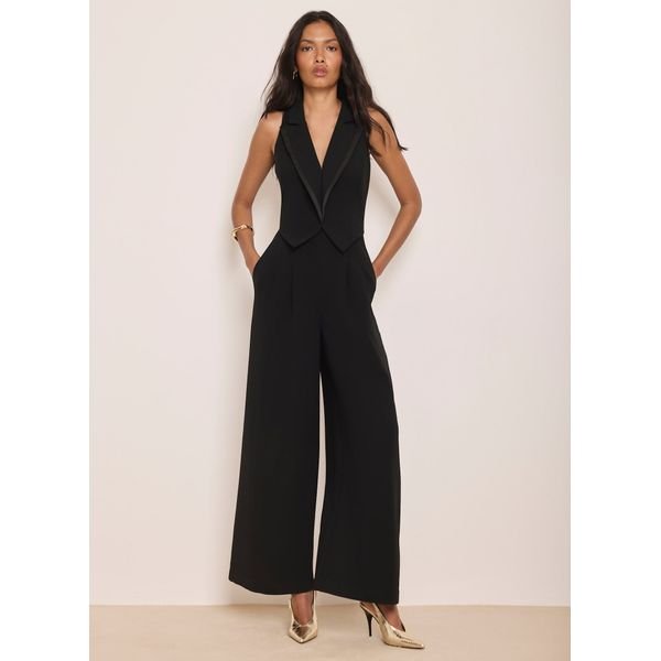 Mint Velvet black tuxedo jumpsuit
