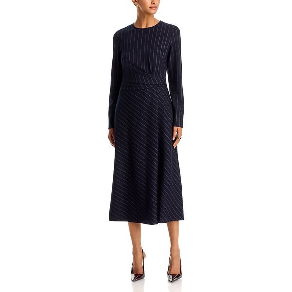 Lafayette 148 New York Pinstripe Long Sleeve Midi Dress, $1,898