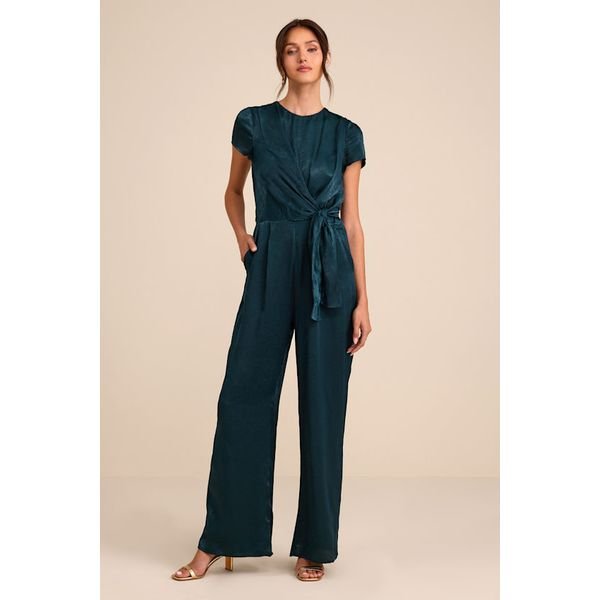Lulus Satin Wide-Leg Jumpsuit