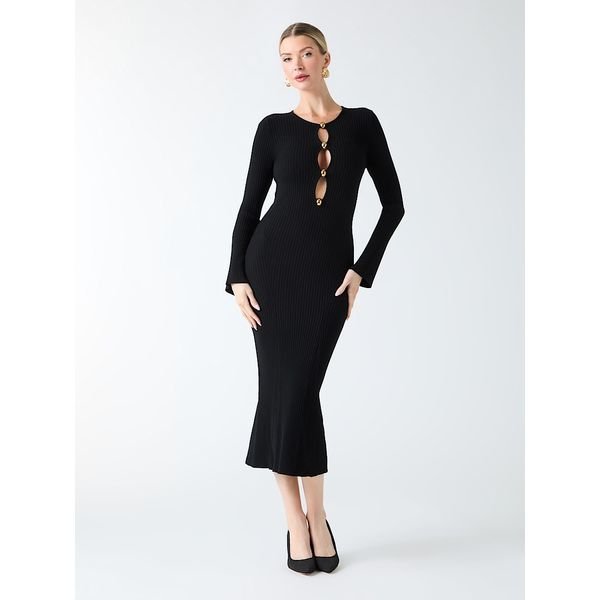 Marciano by Guess Agathe Ribbed Long-Sleeve Midi Dress