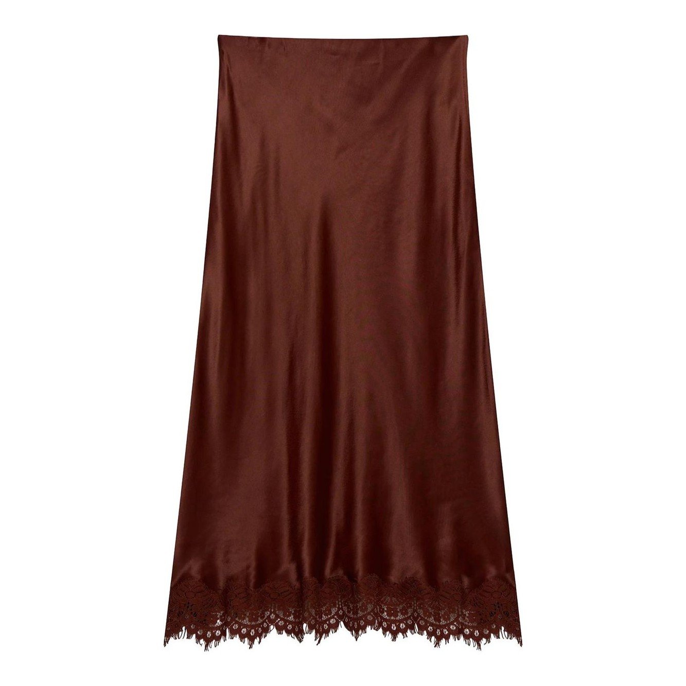 Mint Velvet Satin Lace Hem Midi Skirt