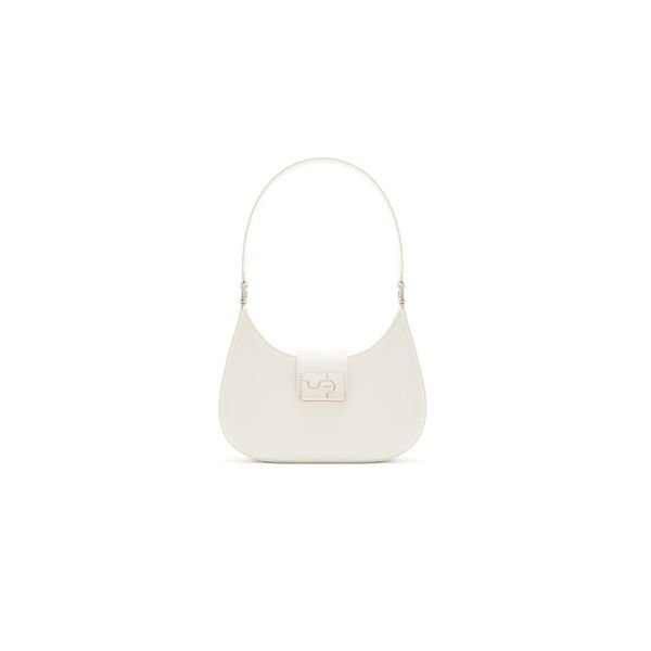 Wolf and Badger Albany white leather shoulder bag