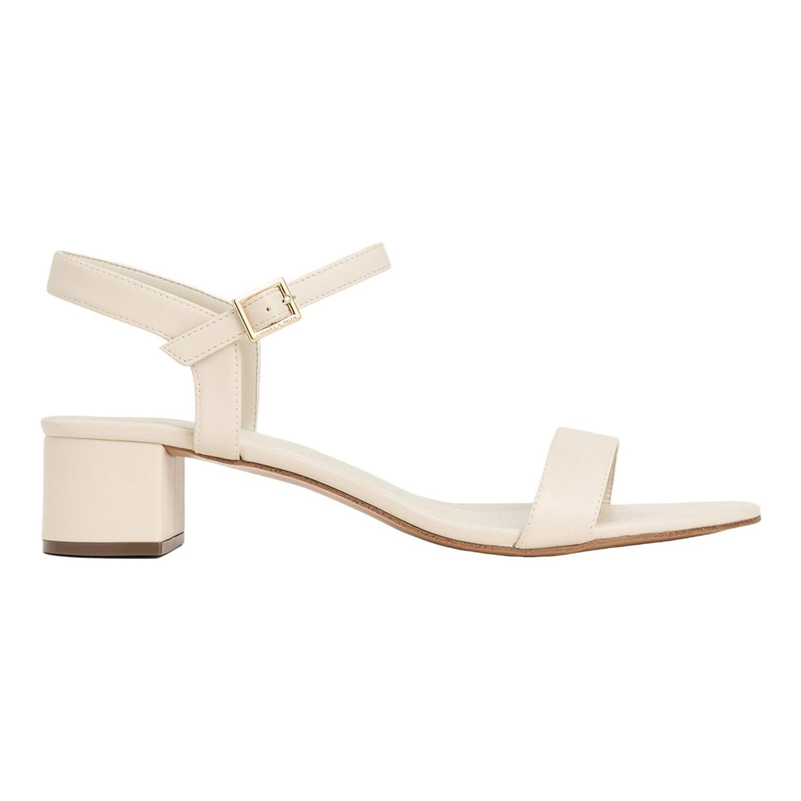 Charles and Keith cream block heel ankle strap sandals