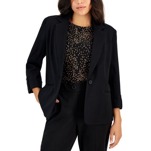 Anne Klein Petite Notch-Lapel One-Button Blazer, $99