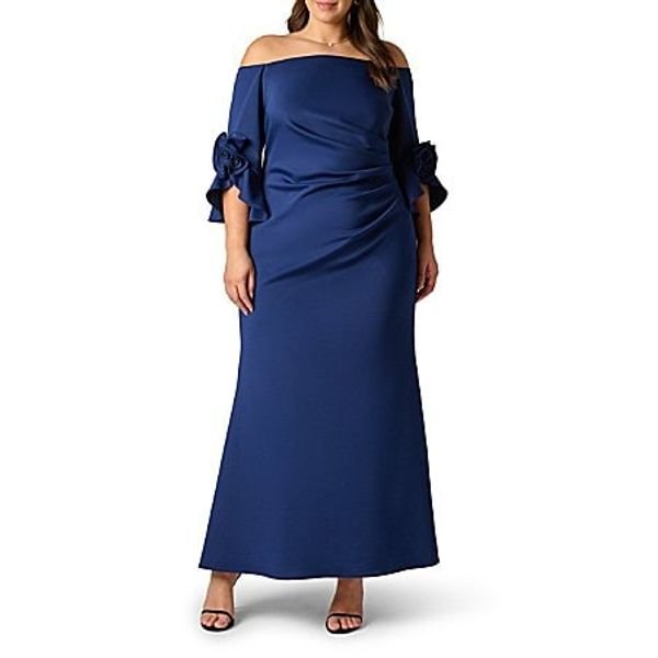 Adrianna Papell Plus Size Off-the-Shoulder Gown