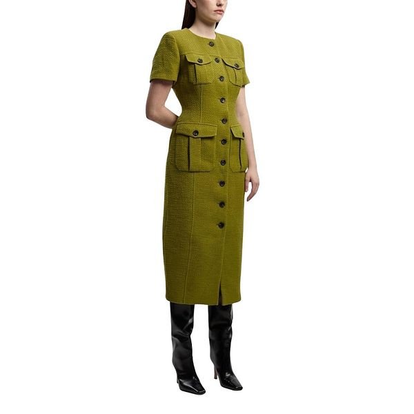 Karen Millen Textured Tweed Tailored Midi Dress