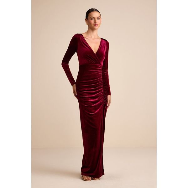 Lulus Yasna Velvet Ruched Maxi Dress