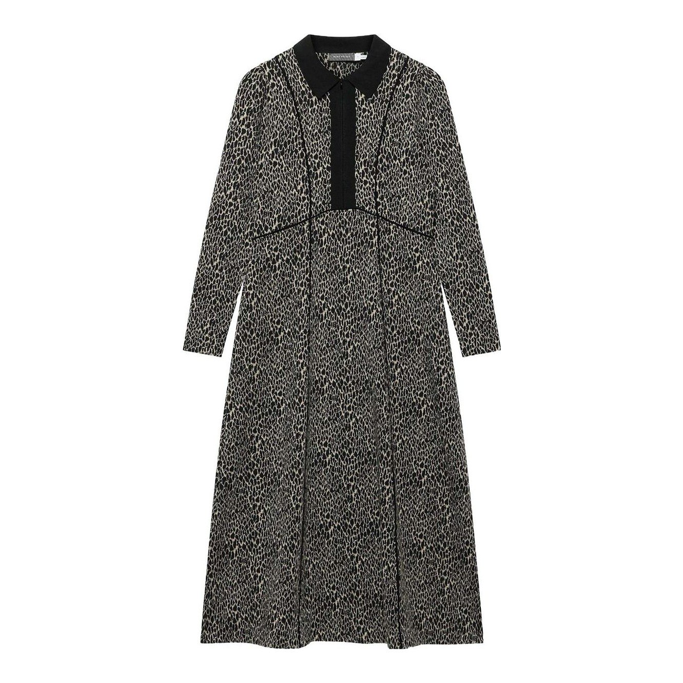 Mint Velvet Jacquard Long Sleeve Midi Dress