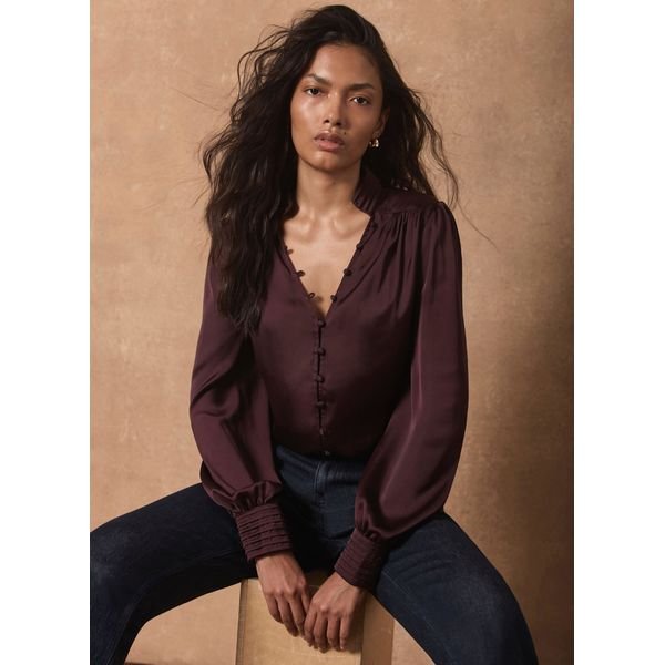 Mint Velvet Satin Long Sleeve Blouse