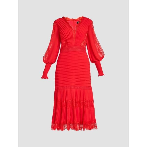 Tadashi Shoji Lace Balloon-Sleeve Midi Dress