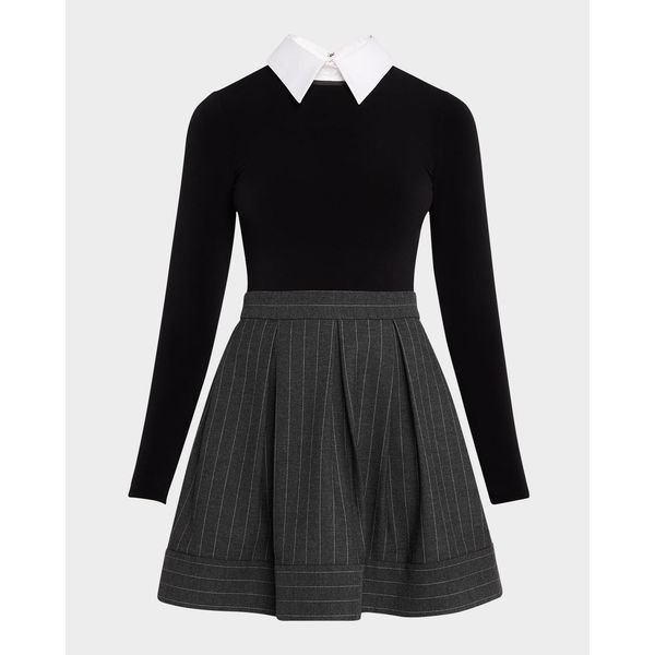 Alice + Olivia Chara Pleated Dress With Collar